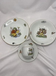 Vtg. MZ Czechoslovakia Teacup, Saucer, Bread/Dessert Plate & Bowl Frog Squirrel - Picture 1 of 7