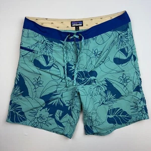Patagonia Wavefarer Board Shorts Mens 36 x 8 Floral Leaves Zip Pocket Tie - Picture 1 of 7