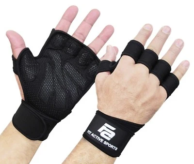 Fit Active Sports Weight Lifting Workout Gloves With Wrist Wrap For Gym Training - Image 1 of 4