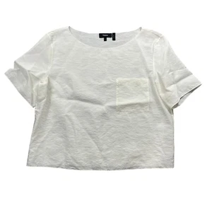 Theory Grande Marfil Seda Nylon Manga Corta Top Bolsillo - Imagen 1 de 5
