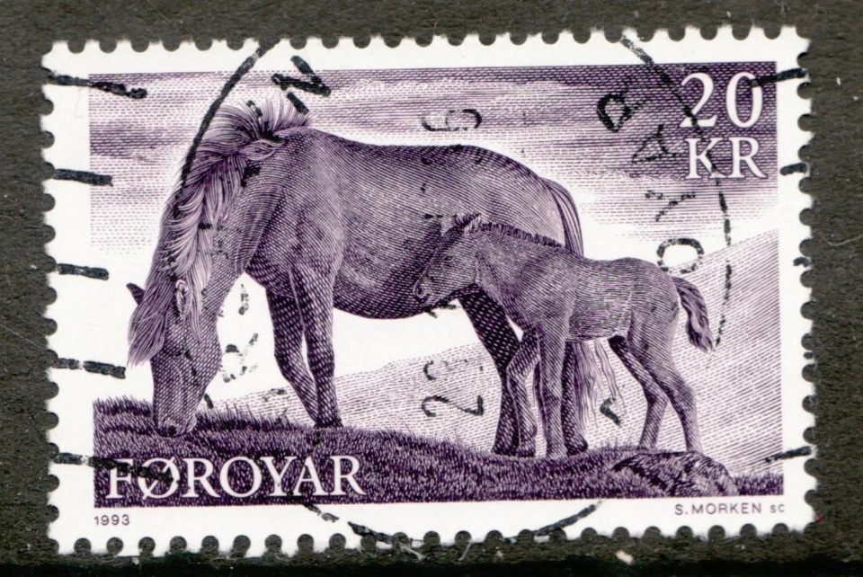 1993 Føroyar Faroe Islands Sc #255 Horses, mare & foal 20kr Used stamp. Cv$7.50 - Image 1 of 1