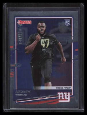 2020 Donruss Press Proof Silver 253 Andrew Thomas Rookie 40/100 - Image 1 of 2