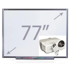 77" SB680 INTERACTIVE SMART BOARD & EPSON SHORT THROW PROJECTOR COMPLETE - Picture 1 of 2