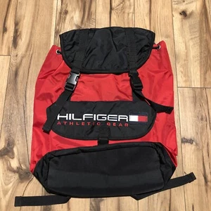 Vintage 90s Tommy Hilfiger Athletic Gear Backpack Bag Red - Picture 1 of 10