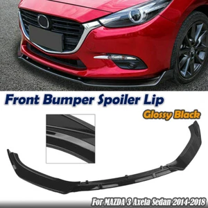Front Bumper Lip Spoiler Cover For MAZDA 3 Alexa 2014 2015 2016 2017 2018 Glossy - Picture 1 of 10