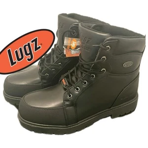 LUGZ WORK BOOTS DRIFTER STEEL TOE MEN SZ 11 BLACK COMBAT SLIP RESISTANT GRUNGE - Picture 1 of 17