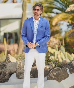 Joe Browns Men's Cornflower Lightweight Velvet Blazer, Blue, UK 40 - Picture 1 of 6