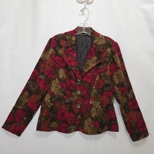 Elementz Floral Corduroy Blazer Womens M  Coat Light Weight Fall Autumn Business - Picture 1 of 10