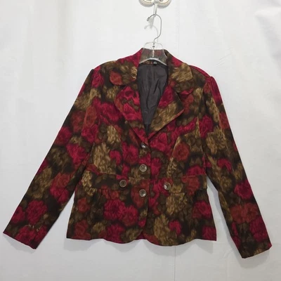 Elementz Floral Corduroy Blazer Womens M  Coat Light Weight Fall Autumn Business - Image 1 of 4