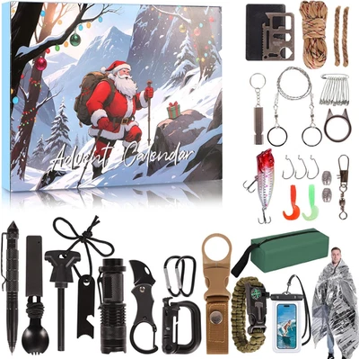 Advent Calendar 2025 for Men, Adult Survival Kit 24 Days Christmas Countdown Box - Image 1 of 4