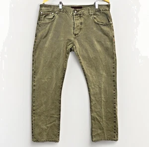 Pantalones de mezclilla ISAIA Napoli para hombre 38x28 algodón elástico salvia borde automático sarga Italia - Imagen 1 de 15