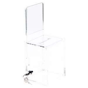 Plymor Clear Acrylic Locking Ballot Box With Sign Holder, 4" W x 4" D x 6" H - Picture 1 of 1