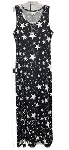 Neu mit Etikett Lularoe Large schwarz & weiß Sterne Scuba Stoff DANI langes Spaltenkleid - Bild 1 von 11