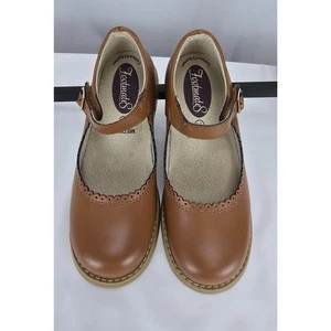 Girl's Footmates Allie Chestnut Leather Mary Jane Sneaker Shoes Size 1Y Brown - Picture 1 of 6