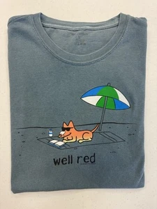 Teddy the Dog Well Red Shirt Size Large Sunburn Sunscreen Beach Vacation - Picture 1 of 8