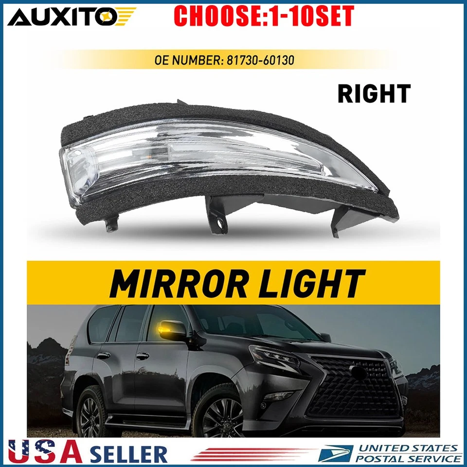 Fit Lexus GX460 LX570 10-23 Passenger Mirror Turn Signal Lamp Light Clear 1-10X - Image 1 of 4