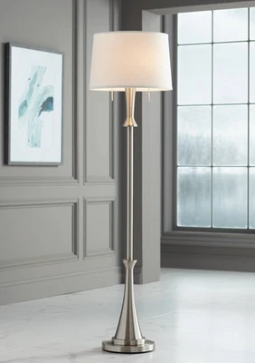 Karl Modern Floor Lamp 63 3/4" Tall Brushed Nickel for Living Room Bedroom House - Image 1 of 4