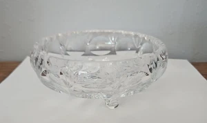 Vintage Wallace ciotola cristallo taglio trasparente piatto 3 piedi made in Germany 6" - Foto 1 di 5