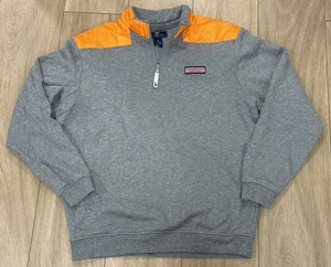 Vineyard Vines Camisa Oveja 1/4 Cremallera Sudadera Para Hombres M Gris Naranja Pullover Algodón - Imagen 1 de 8