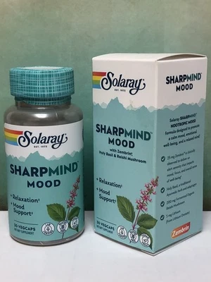 Solaray SHARPMIND MOOD Relaxation/Mood Support Supplement ~ 30 Vegcaps - Image 1 of 4