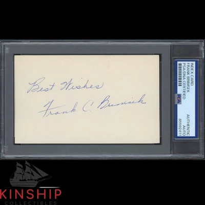 Frank Brimsek signed 3x5 Index Card PSA DNA Slab Inscribed Hockey Auto C5162 - Image 1 of 2