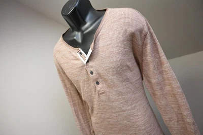 Express Henley Light Weight Sweater Loose Knit Brown White Mens Size XL - Image 1 of 4