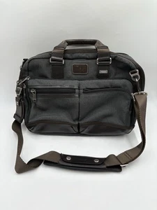 TUMI Andersen Slim Commuter Briefcase Laptop Gray & Brown With Strap 16” x 12” - Picture 1 of 13