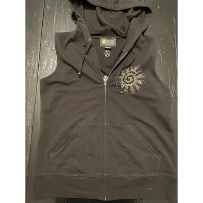 Christine Alexander Sleeveless Zip Up Hoodie Rhinestone Sun Design Women's Large - Image 1 of 4