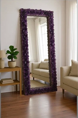 Living Room Mirror - Unique Vanity Mirror - Amethyst Mirror - Crystal Mirror - Image 1 of 4