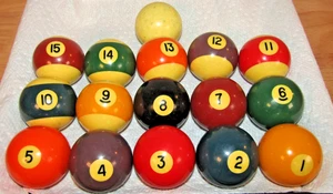 Set of Complete Vintage Pool / Billiard Balls Standard Size In Good Condition - Picture 1 of 9