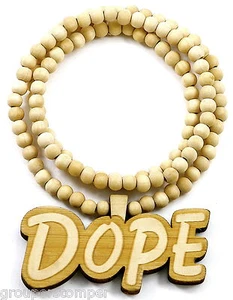 DOPE Halskette neu guter Holzstil Anhänger mit 35 Zoll langer Holzperlenkette - Bild 1 von 13