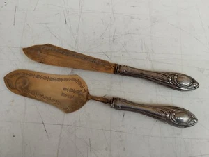Antigua Pareja De Cubiertos Para Postre Paleta + Cuchillo Plata TIT 800 - Imagen 1 de 5