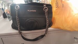 Black Leather Valentino Bag With Chain Handles