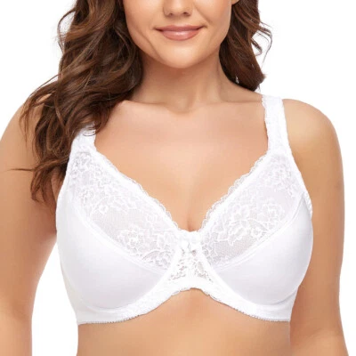 32-52 B-G H I J Plus Size Underwired Full Coverage Bra Wide Straps Support Panel - Image 1 of 4