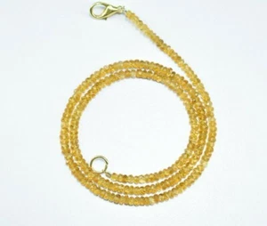 AAA Natural Citrine rondelle faceted gemstone 17'' inch beaded necklace 3.50mm - Picture 1 of 5
