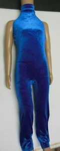 Halter Bootcut Unitard Velvet Royal Blue Main Street 91188 mock turtleneck - Picture 1 of 5