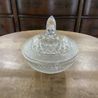 Vintage Unmarked Waterford Crystal Round Lidded Bowl With Tall Finial