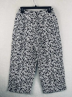 Laura Ashley Petite tamanho 6P 100% linho preto e branco Capris 5537 - Imagem 1 de 3