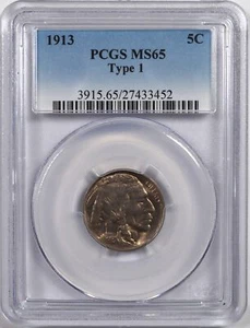 1913 TYP 1 INDIANERKOPF BÜFFEL NICKEL 5C PCGS MS 65 - Bild 1 von 2