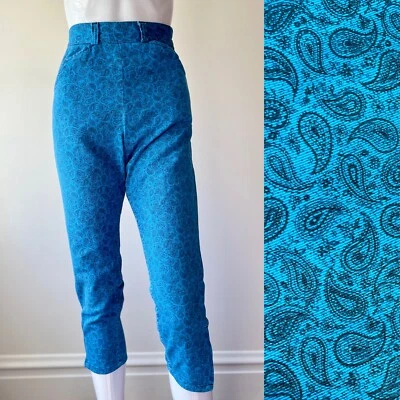 Empujadores de pedal vintage XS 40s 50 azul cachemira cintura alta denim capri usados en excelente estado Foto 1 de 4