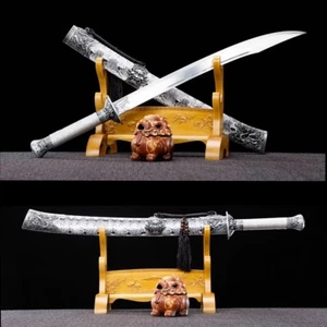 Espada china Wushu Broadsword Kung Fu 65 hoja de acero al manganeso Dao lista para la batalla - Imagen 1 de 17