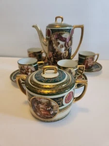 Kerag Karlsbad Tschechisches Teeservice Porzellan vergoldet Service für 4 Demitasse BILDER/BESCHREIBUNG - Bild 1 von 24