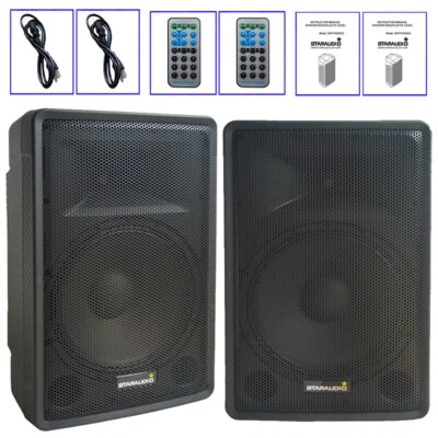 2 STARAUDIO PA Audio Speaker SD Card Powered Karaoke Bluetooth DJ Party Speakers - Image 1 of 4