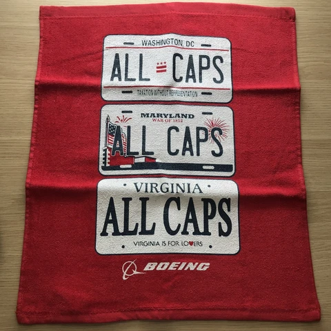 NHL Washington Capitals ALL CAPS License Plate Rally Towel - BRAND NEW 15” X 18” Cover