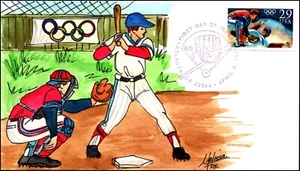 Scott 2619 29 Cents Baseball Melissa Fox Hand Painted FDC Unique? - Picture 1 of 2