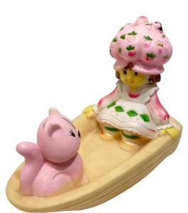 Strawberry Shortcake Pudding Katze schwimmendes Boot Spielzeug 1983 Vinyl Gummi - Bild 1 von 12