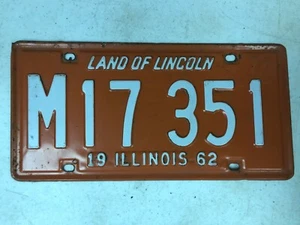 1962 ILLINOIS Land of Lincoln License Plate M17-351 - Picture 1 of 1