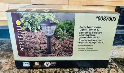 Portafolio Paquete de 8 Luces LED de Paisaje Alimentadas por Energía Solar Acabado Bronce Metálico Foto 1 de 2