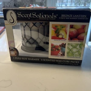 “SCENT SATIONALS" BRONZE LANTERN FULL SIZE CANDLE WARMER 8 WAX CUBES NEW - Picture 1 of 7