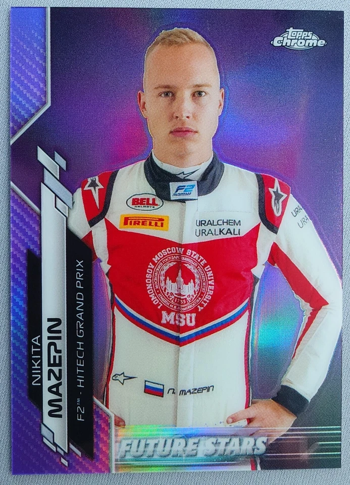2020 Topps Chrome Formula 1 F1 Nikita Mazepin Purple Refractor RC /399 #57 - Image 1 of 2